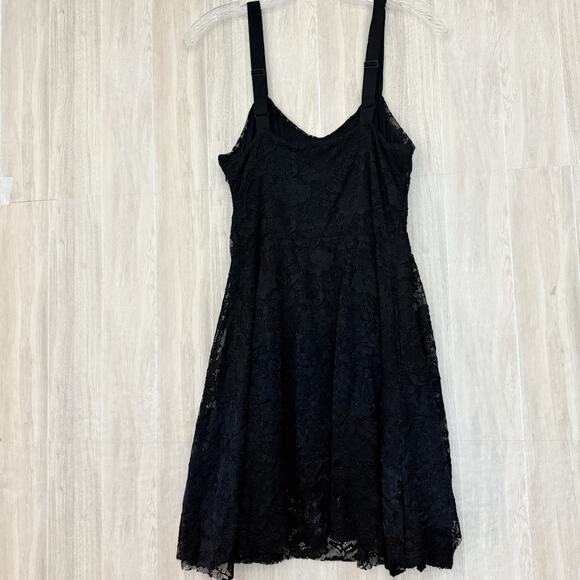 Free People Dress Medium Reflected Moonlight Black Lace Ribbon Skater Whimsygoth - Picture 12 of 15
